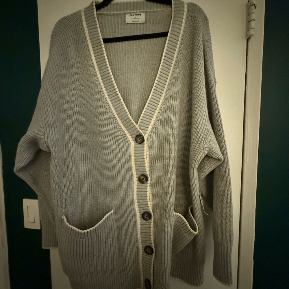 NWT Old Navy Size 4X Gray V-Neck Cardigan Sweater